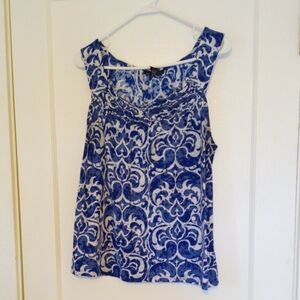 INC International Concepts Blue Smocked Sleeveless Top